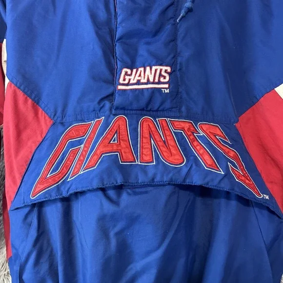 STARTER‎ 90's GIANTS Pullover Hooded Jacket Quilted Large NFL Pro Line Football